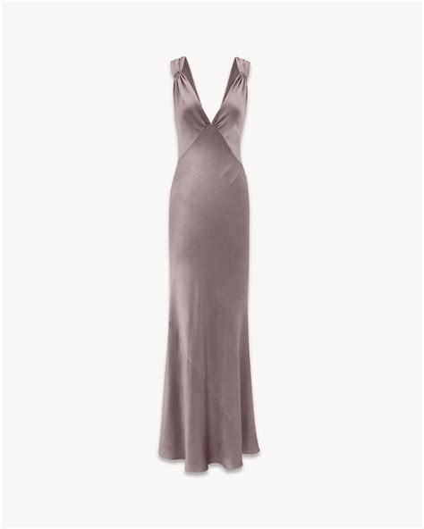 kleid ysl mit rosa schleife|Kleid aus Seidensatin mit überkreuzten Trägern .